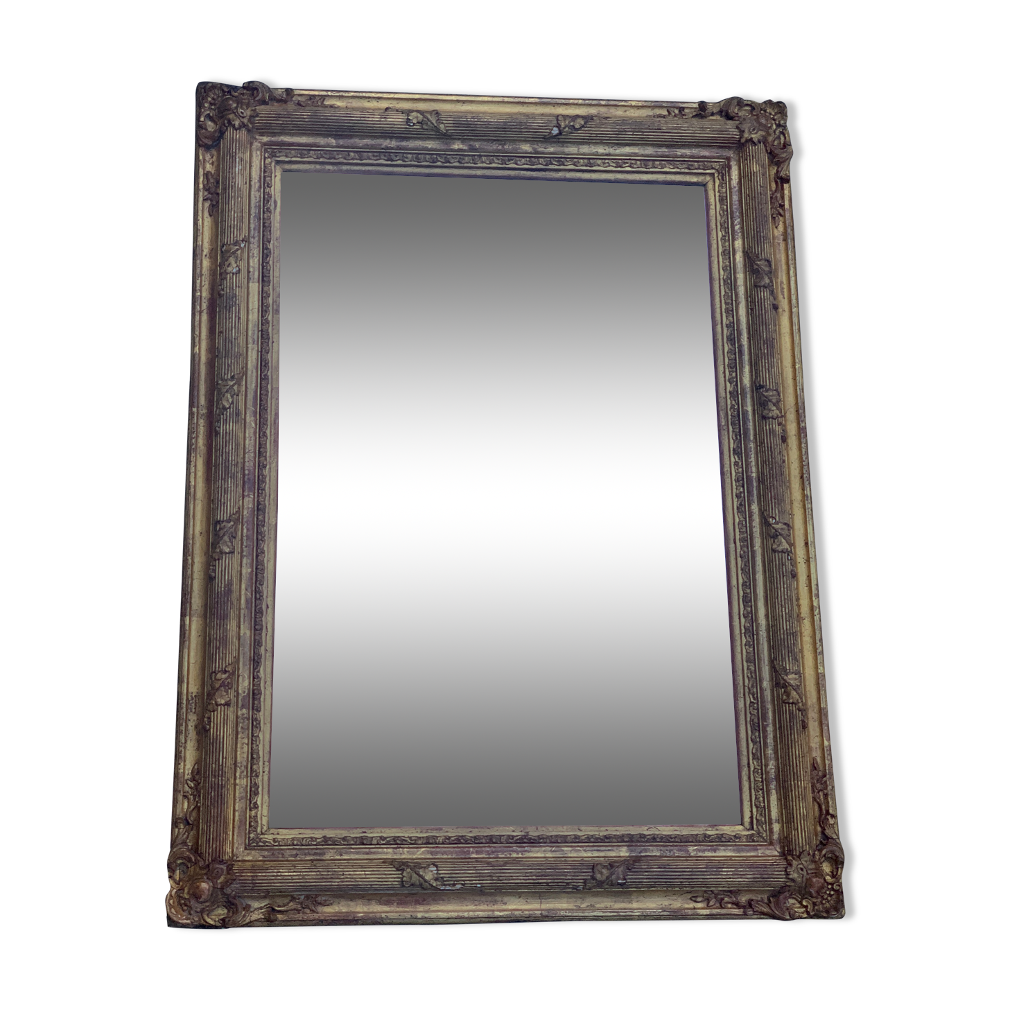 Miroir ancien style restauration en bois stuc doré 80 x 59 cm