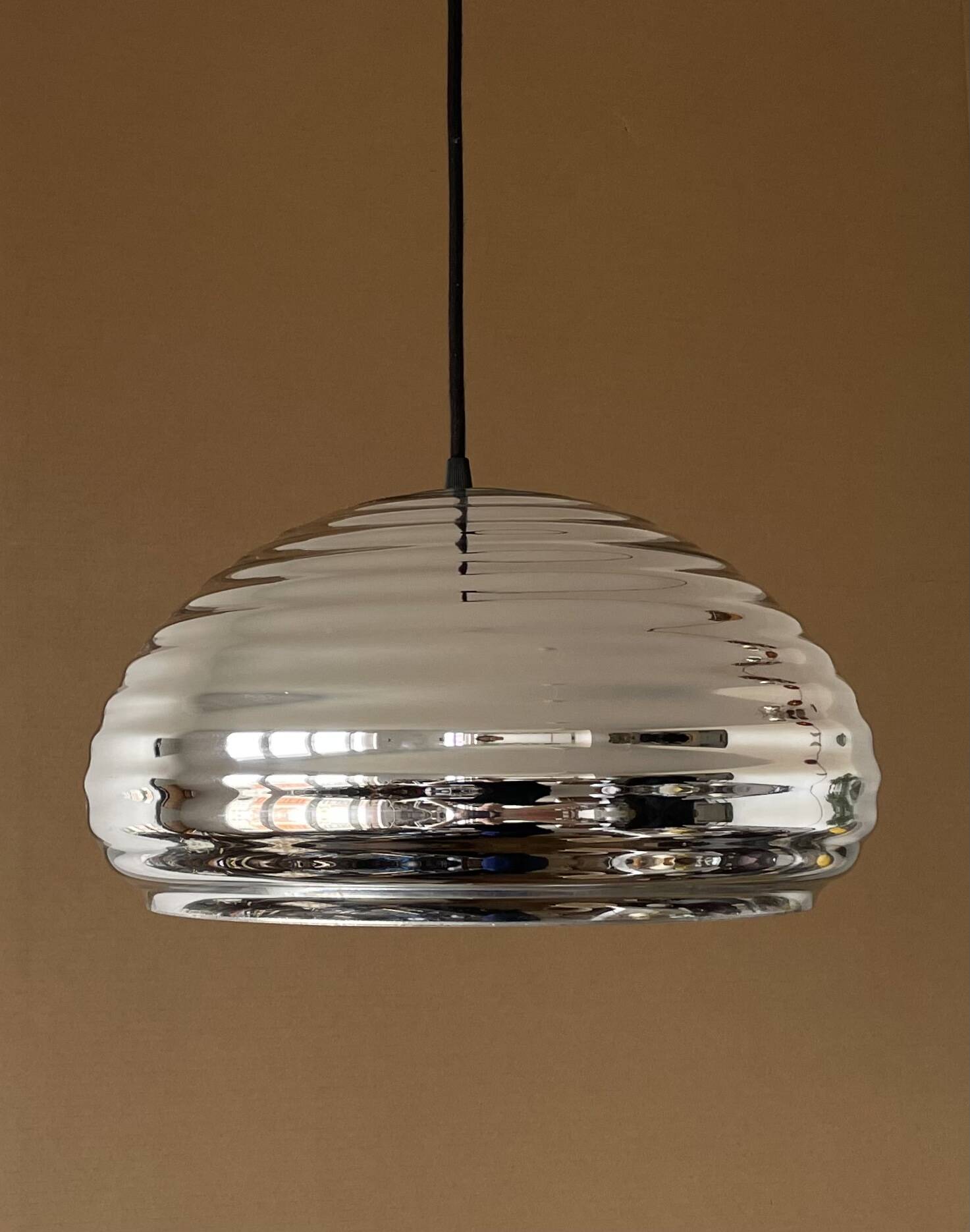 Vintage silver glass pendant light
