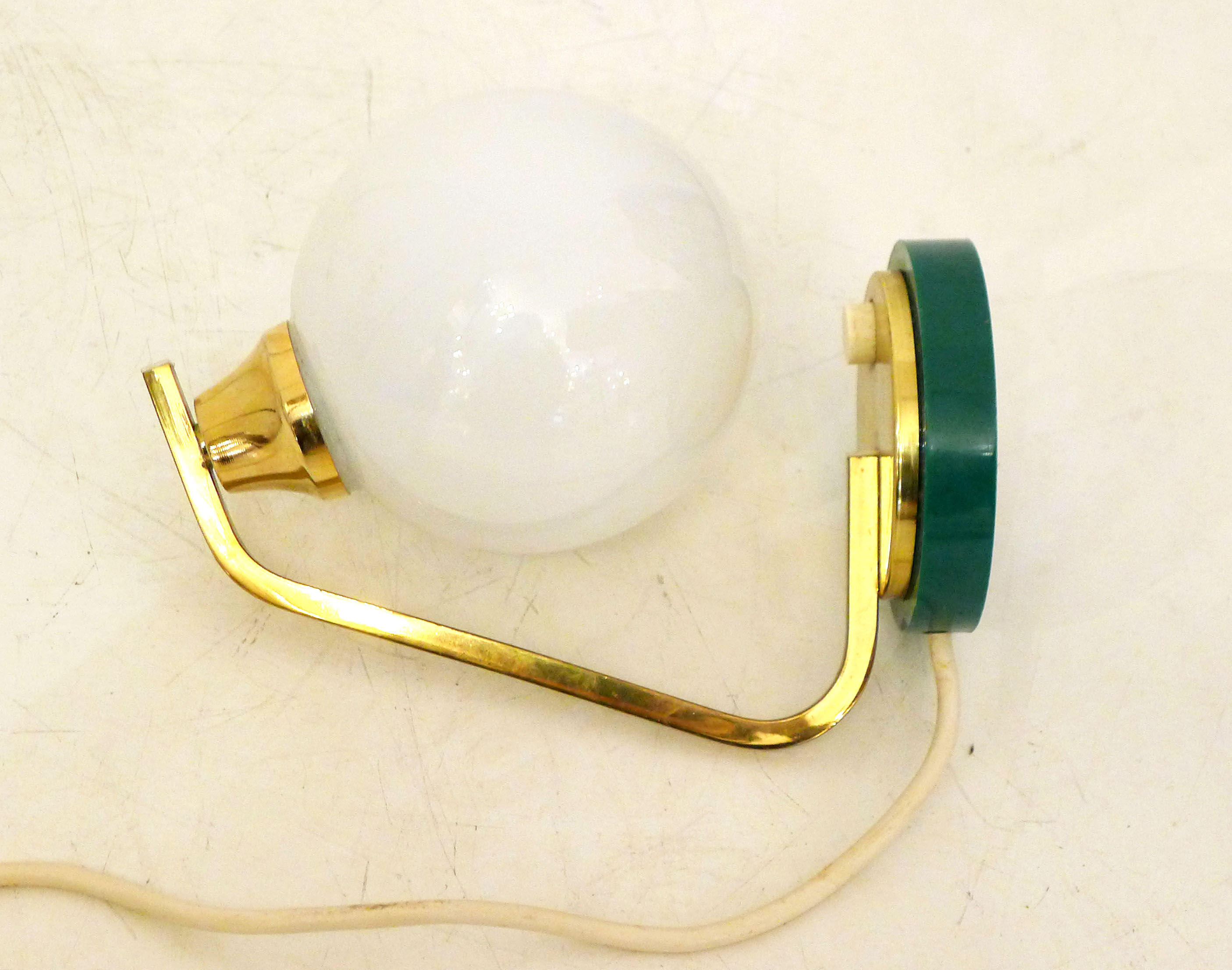 Golden lamp & opal globe