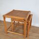 Pair of 70's vintage rattan tables