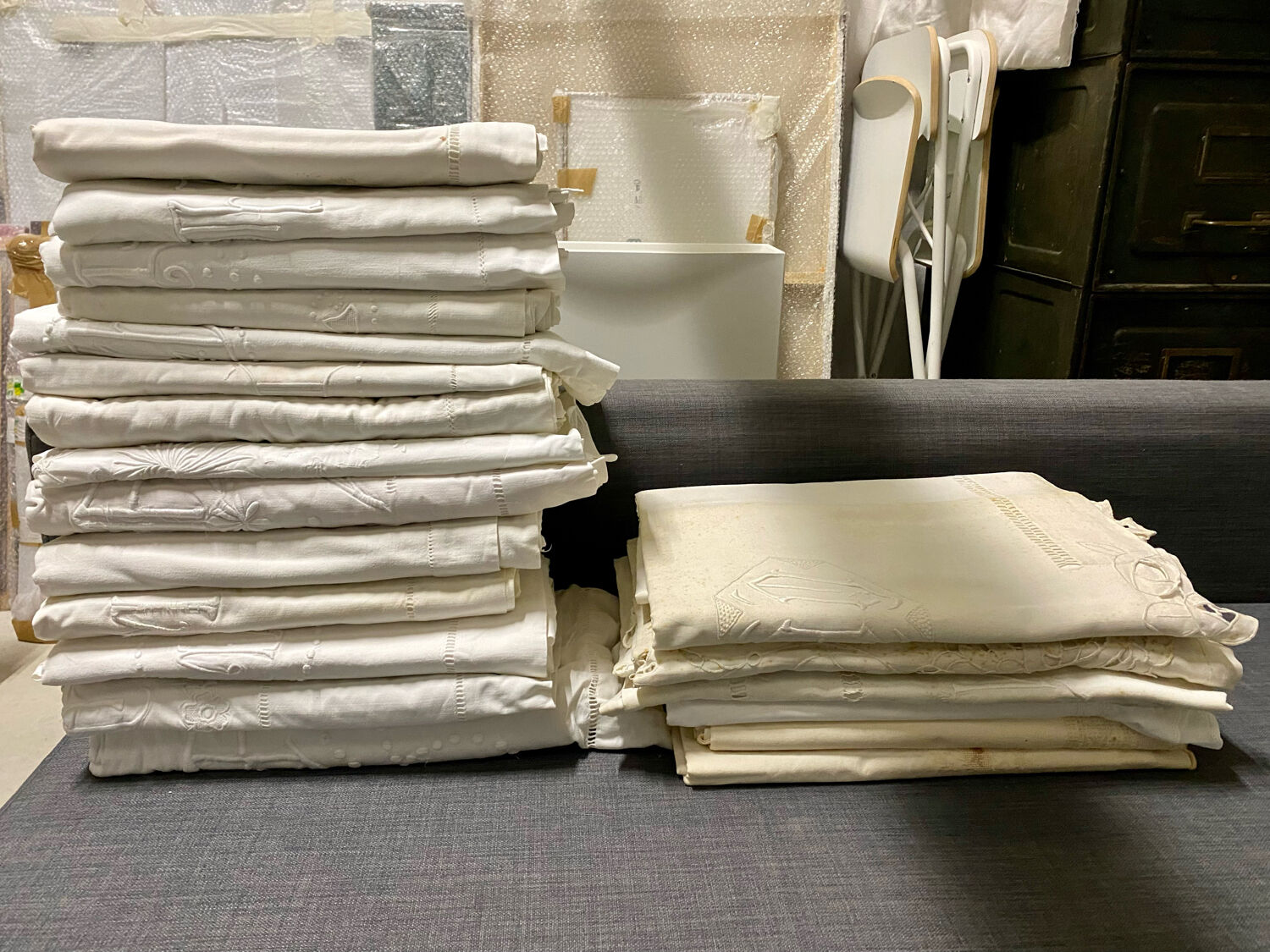 Antique embroidered sheets