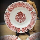 Set 4 assiettes décor fleuri rouge