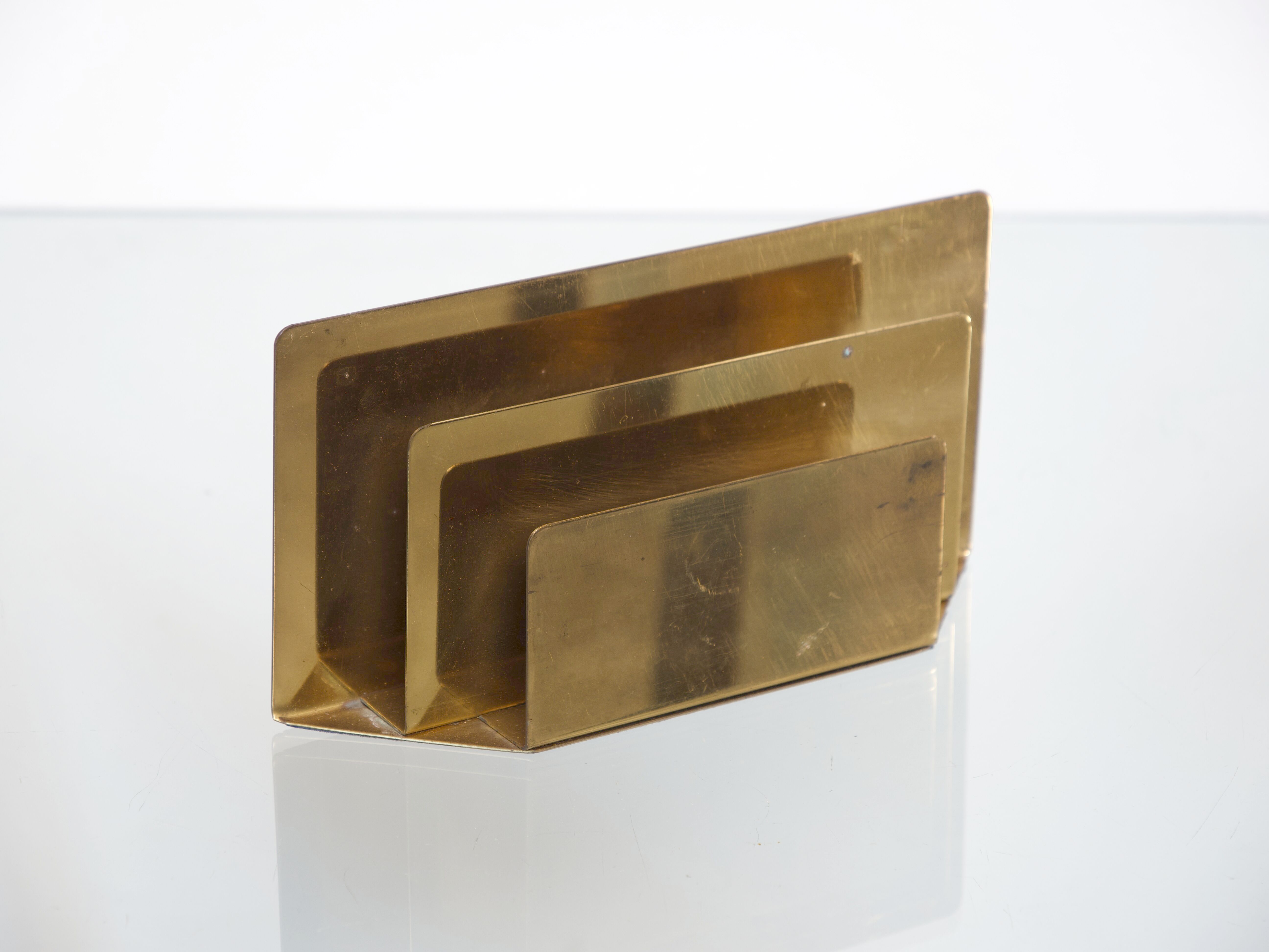 Mail Holder in Golden Brass circa 1970