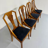 Set of 4 walnut/burl wood chairs, Art Nouveau, early 20th century