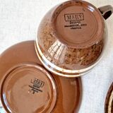 Set of 2 cups + 2 stoneware plates "Mary" - Digoin Sarreguemines Vintage