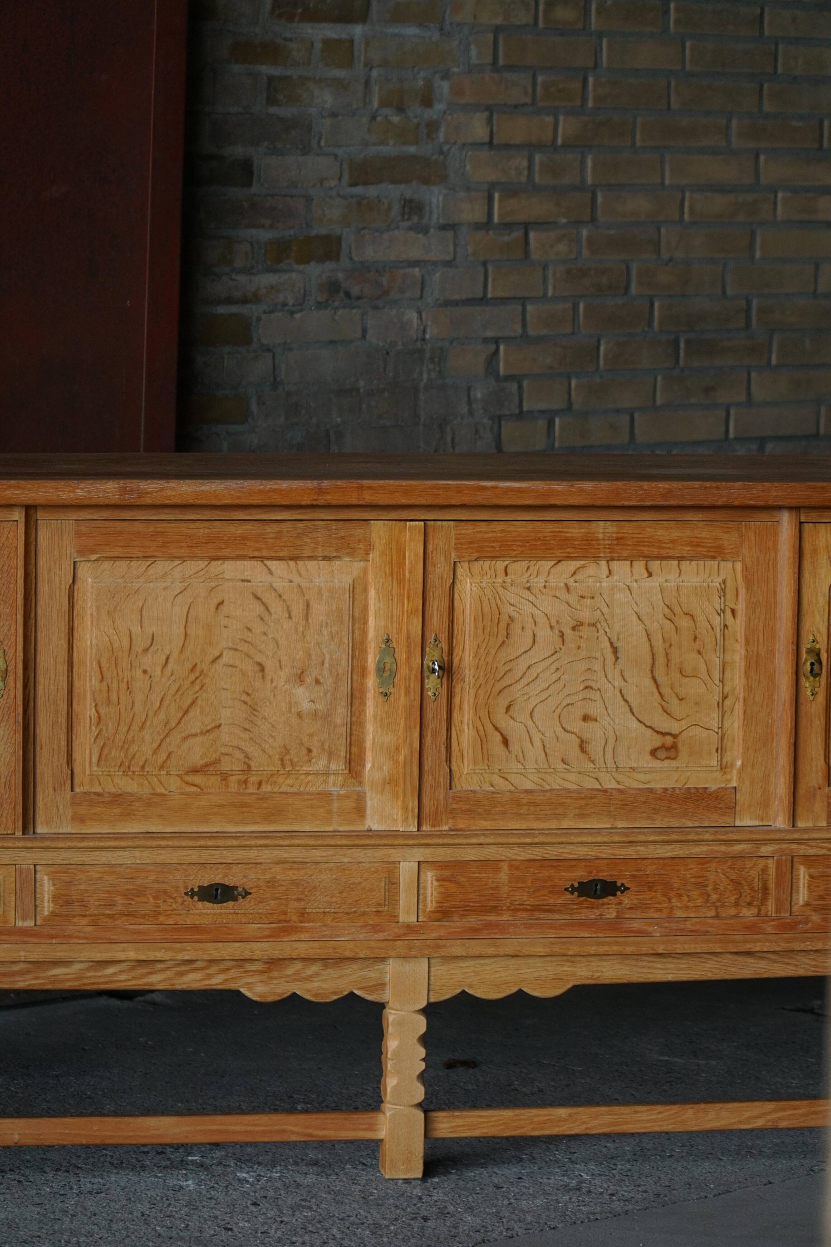Henning Kjærnulf, mid-century Danish brutalist enfilade in oak, 1960s.
