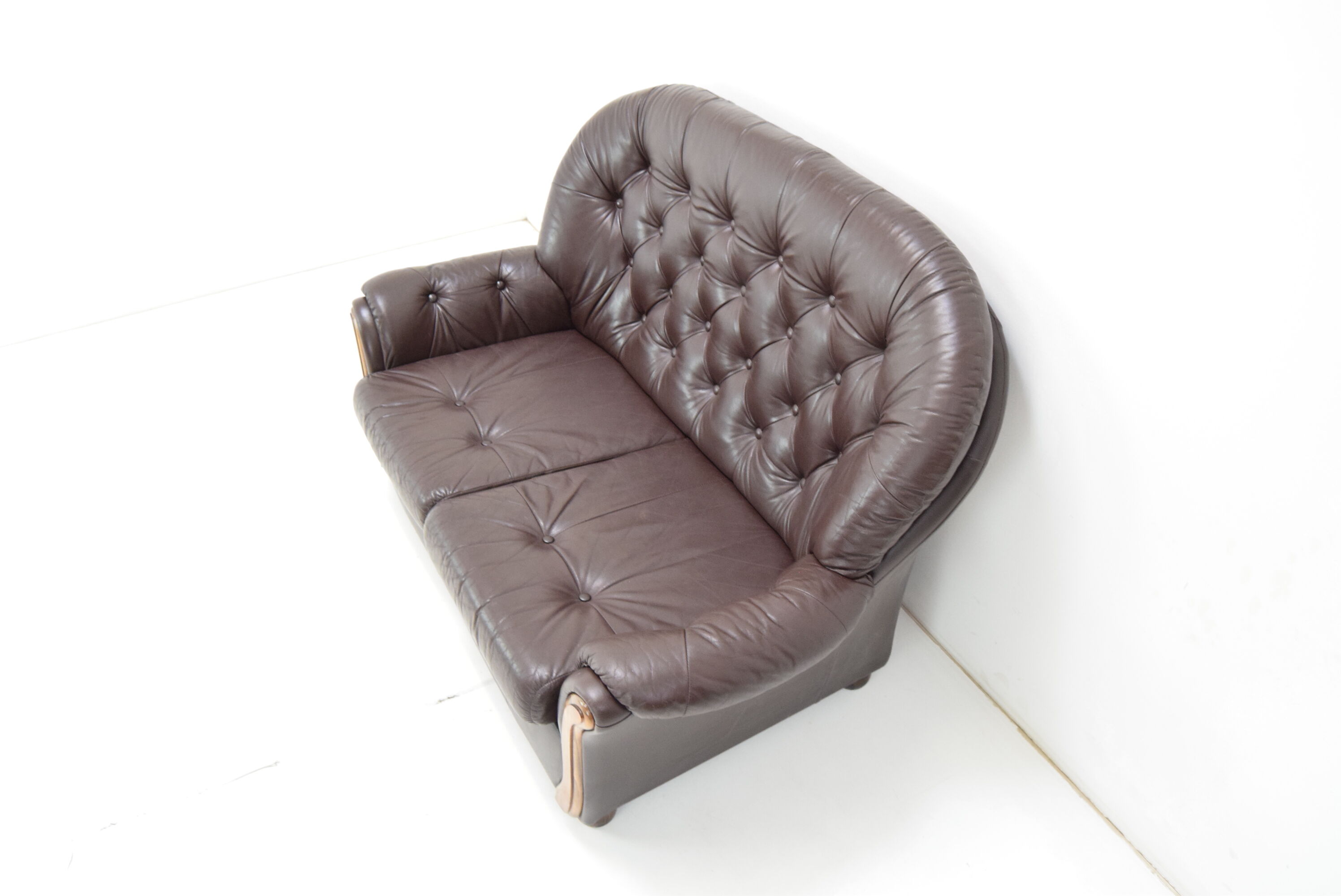 Mid-century Leatherette Two Seat Sofa,1990's.