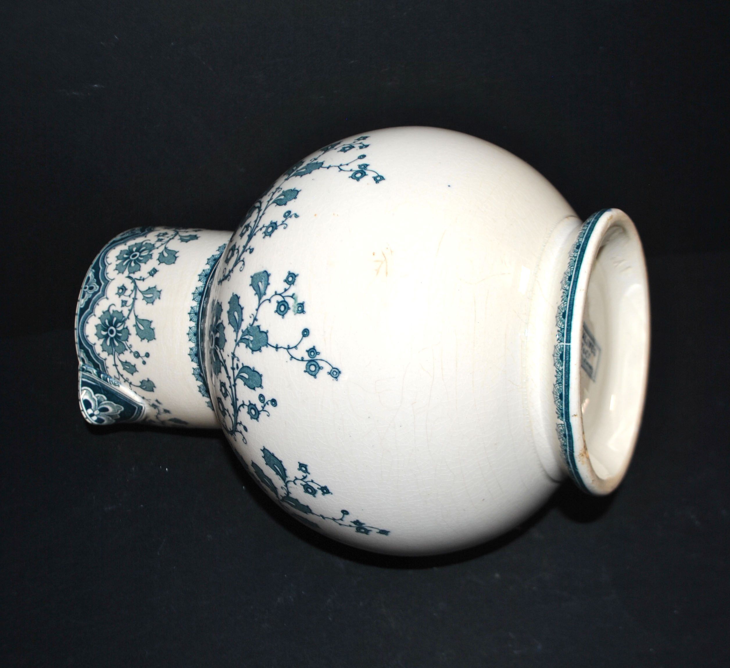 Vase, pichet Malines en faïence fleuri bleue Sarreguemines U&C