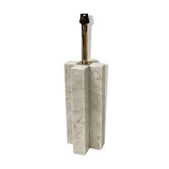Modernist lamp Croisillon in white marble and chrome metal of the 50s and 60s