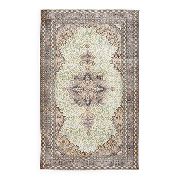 6x9 Sage Green Classic Pattern Turkish Vintage Rug, 170x281 Cm