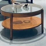 Double tray light glass and wood coffee table