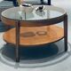 Double tray light glass and wood coffee table