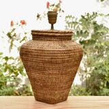 Vintage wicker and brass lamp base