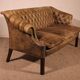 3-seater chesterfield in light olive green leather