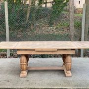 Table de monastère art déco extensible rénovée en chêne brut 250cm
