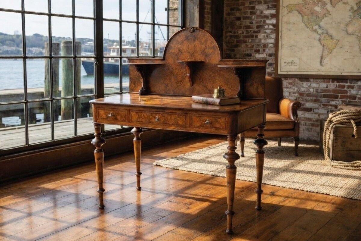 Walnut desk, Northern Europe, circa 1900. After restoration.