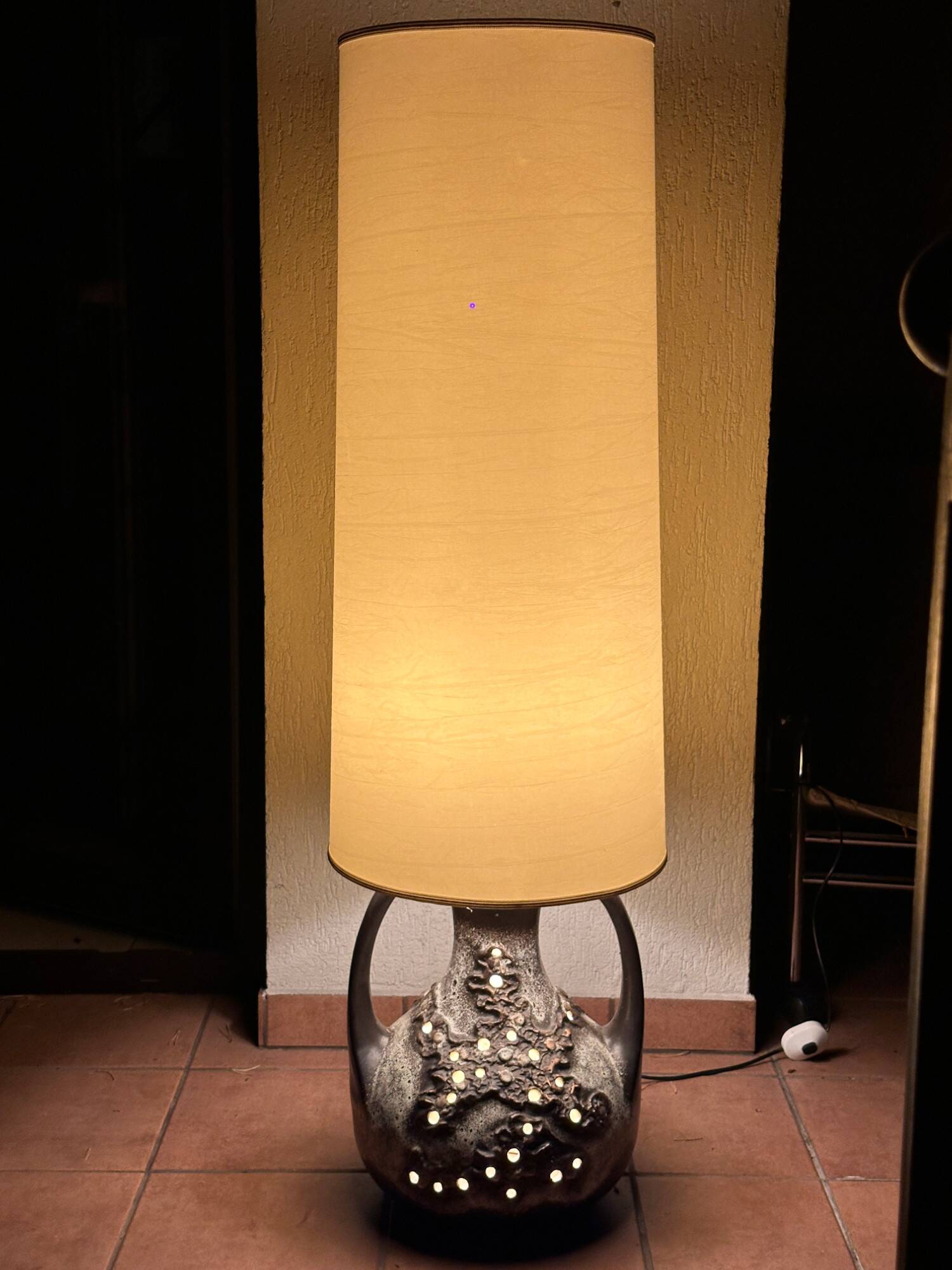 Large Brown Fat Lava Ceramic Floor Lamp by Richard Essig, 1960s, Germany