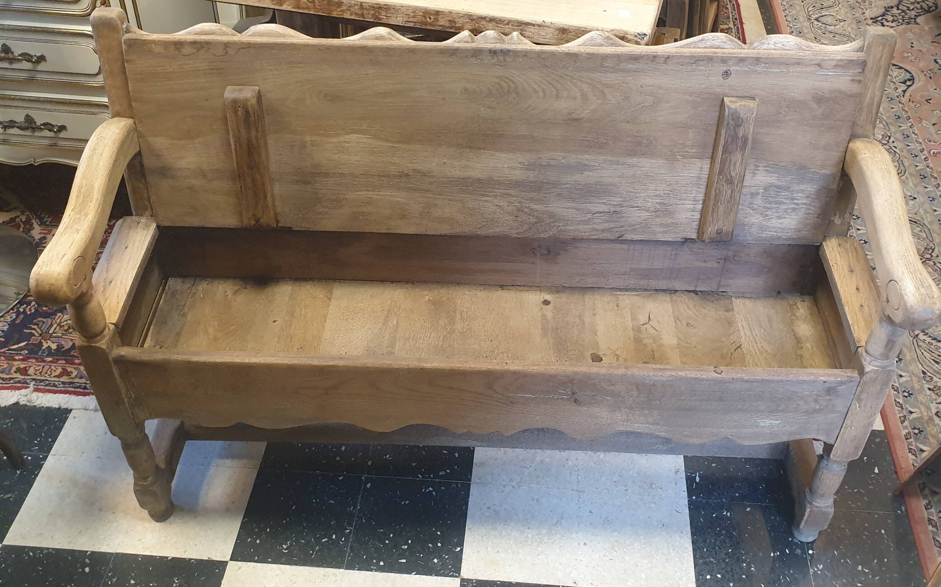 Vintage storage bench in natural wood