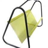 Porte-revues vintage Pilastro – jaune et noir des années 1950, style Mathieu Matégot, design néerlandais de Tjerk Reijenga pour Artimeta