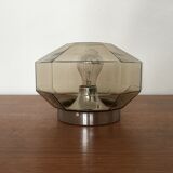 Smoked glass wall lamp or flush light by Hillebrand
