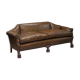 Restored Regency canapé in leather with sculpted Hermès frame.