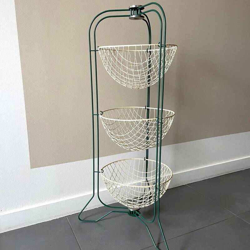 Support 3 baskets Happymaid 1950s – green metal