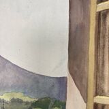 Watercolor mountain landscape