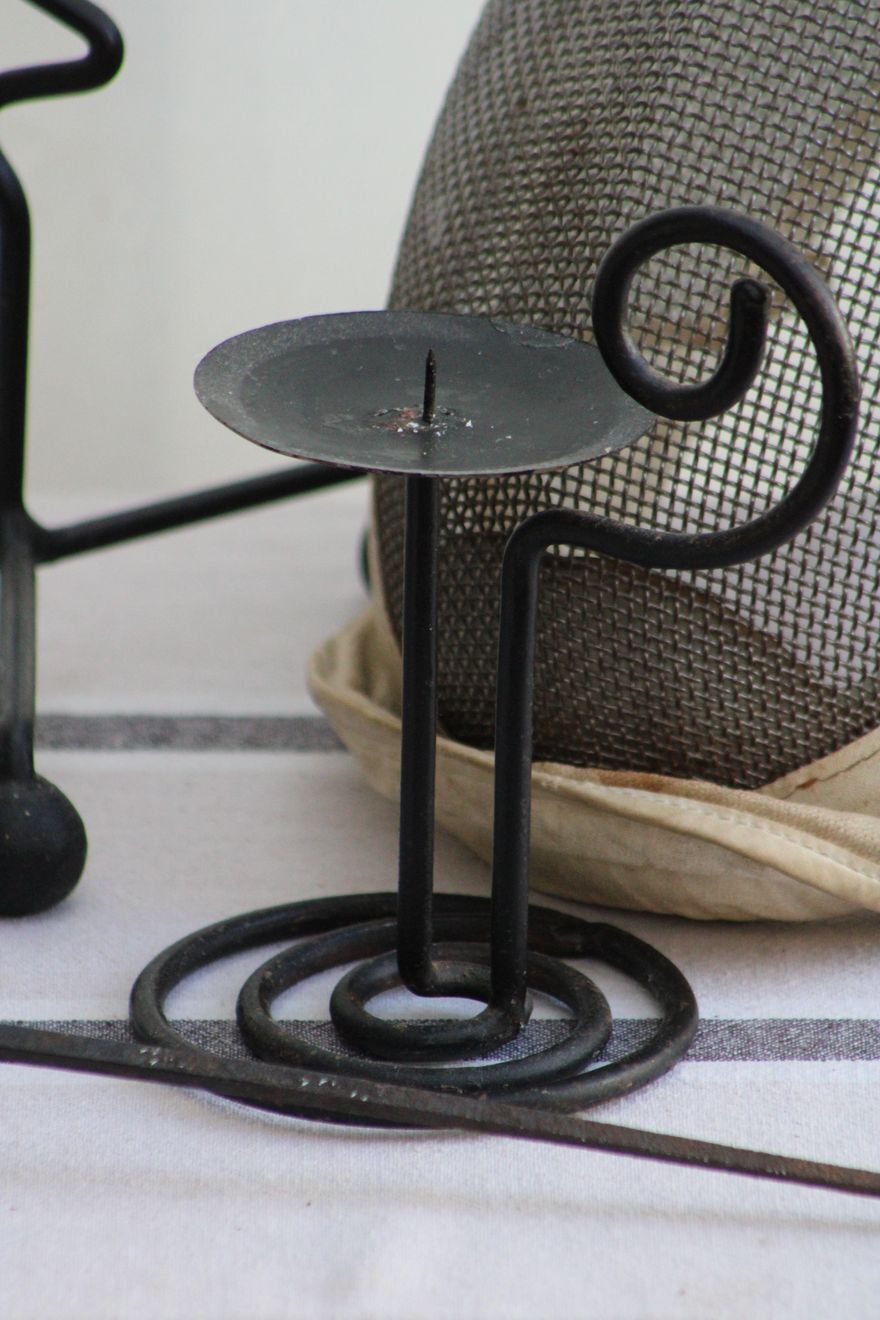 Set of 3 wrought iron candle holders