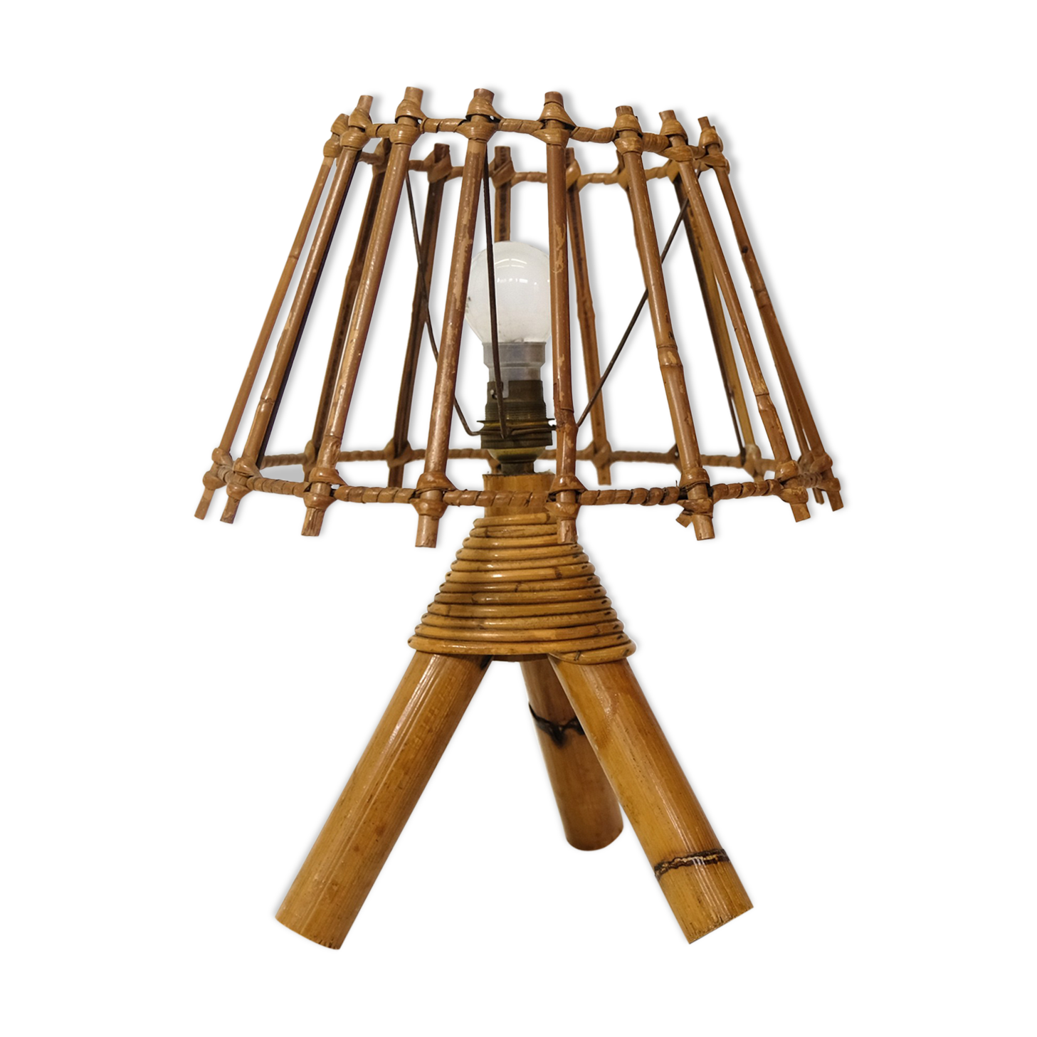 Rattan bedside lamp from the 60/70