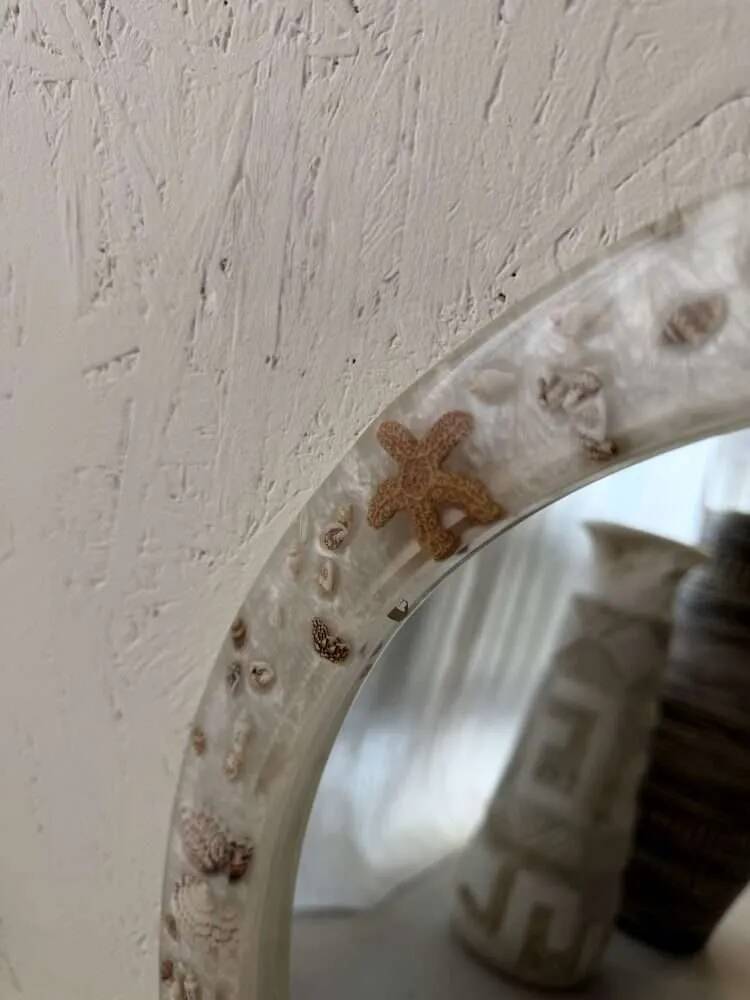 Vintage shell mirror handmade from the 70s.