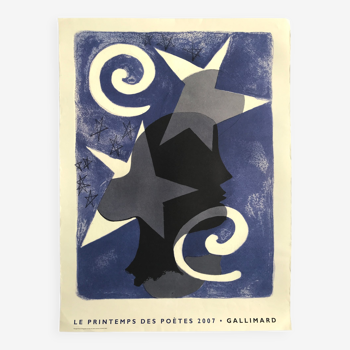 Affiche originale d'après georges braque, le printemps des poètes, 2007