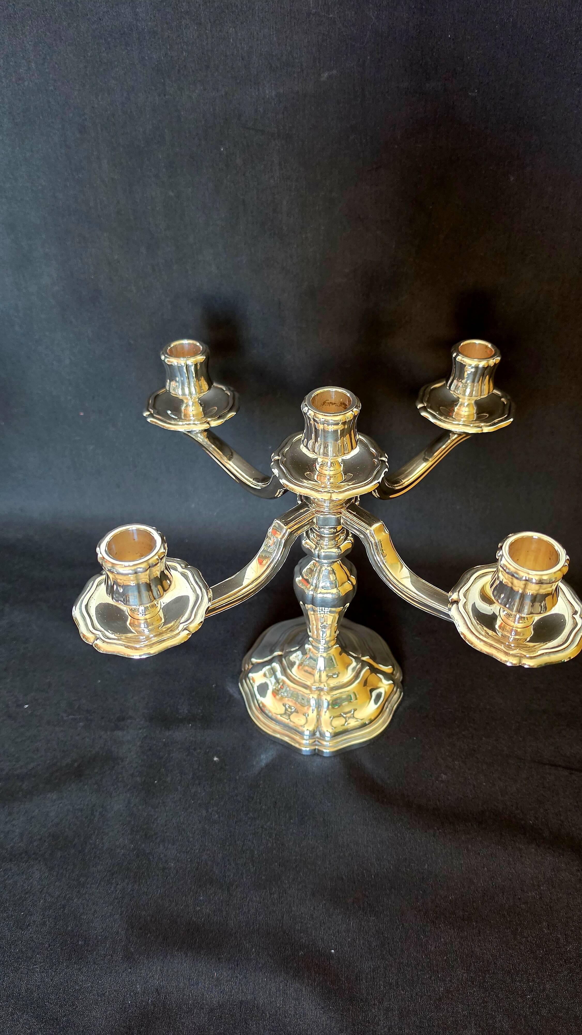 Exceptional pair of table candlesticks in fine silver, St. Médard Paris