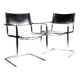 Pair of Matteo Grassi MG5 chairs in black leather and chrome