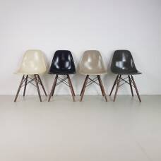 Eames Herman Miller DSW side chairs in monochrome - black / grey / greige / parchment