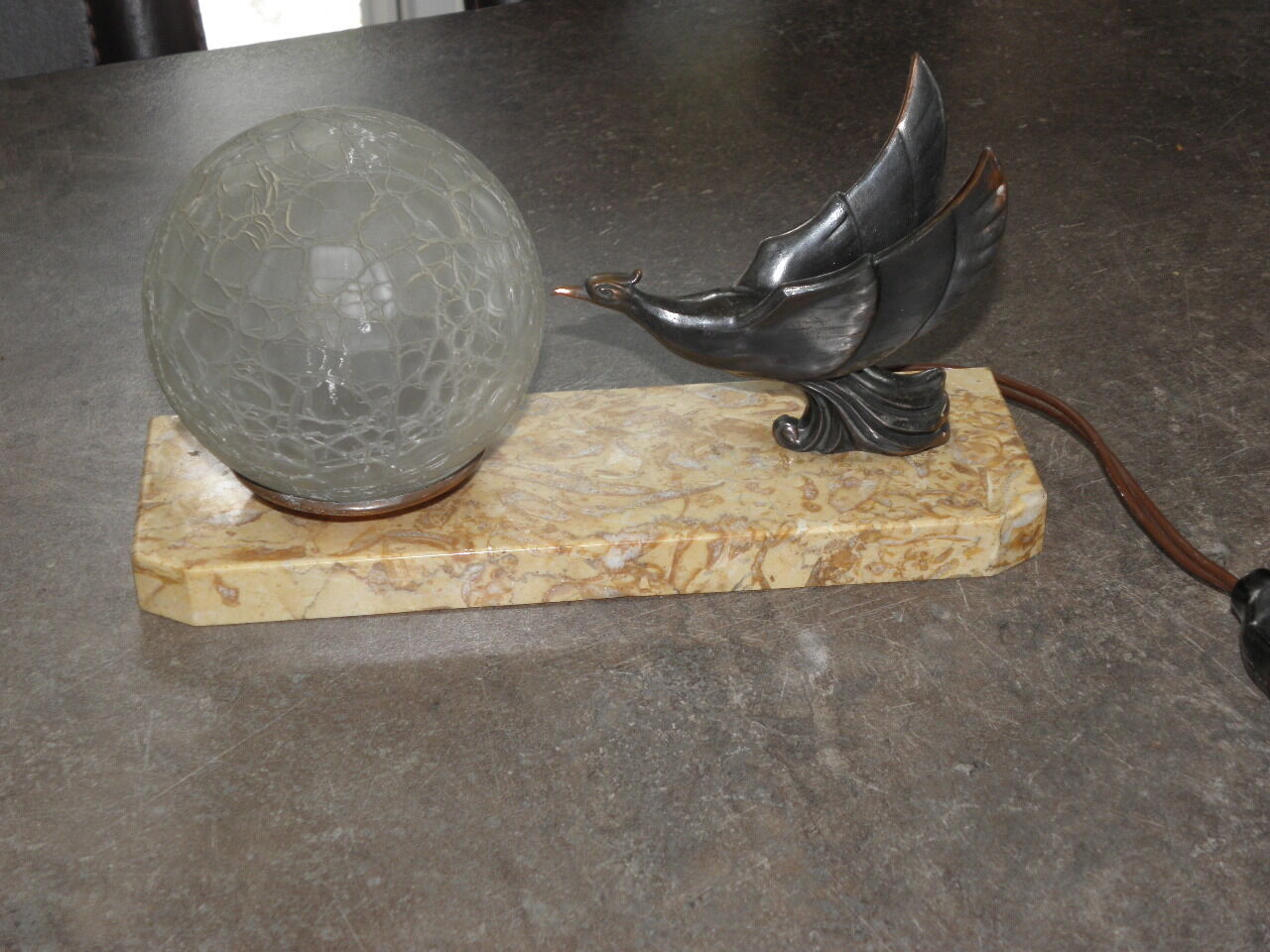 Art Deco marble figurine table lamp
