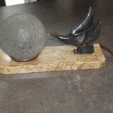 Art Deco marble figurine table lamp