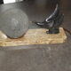 Art Deco marble figurine table lamp
