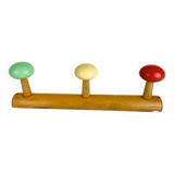 Wooden coat rack with multi-colored balls from the 60s
