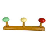 Wooden coat rack with multi-colored balls from the 60s