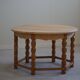 Danish modern and brutalist round coffee table in solid oak, 1960s.