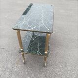 Vintage marble print serving table on wheels