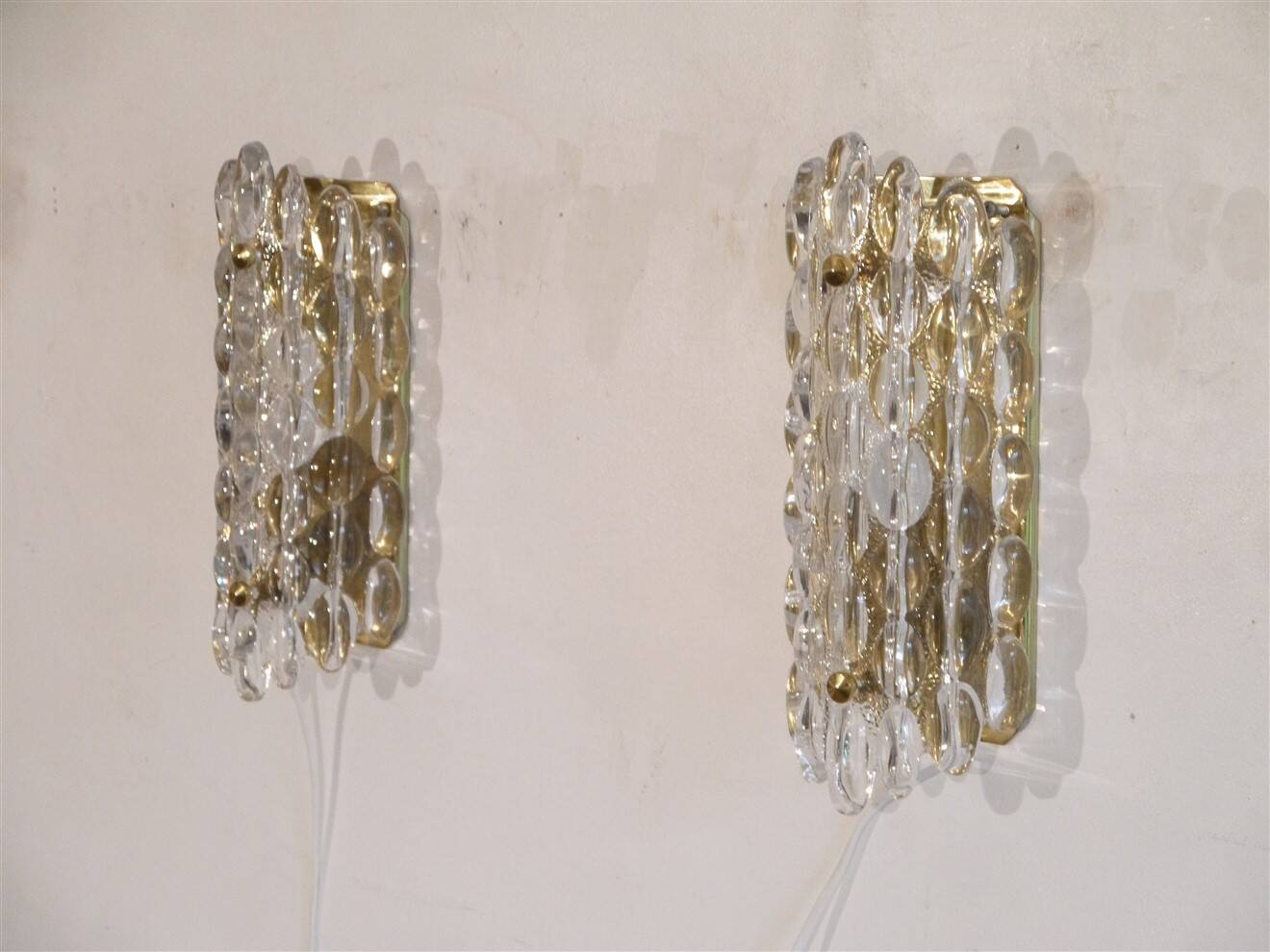 Swedish crystal wall lights by Carl Fagerlund 1960