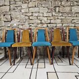 Set of 5 vintage spindle foot bistro chairs 1960"