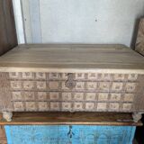 Authentic old Rajasthan chest / trunk hammered teak metal