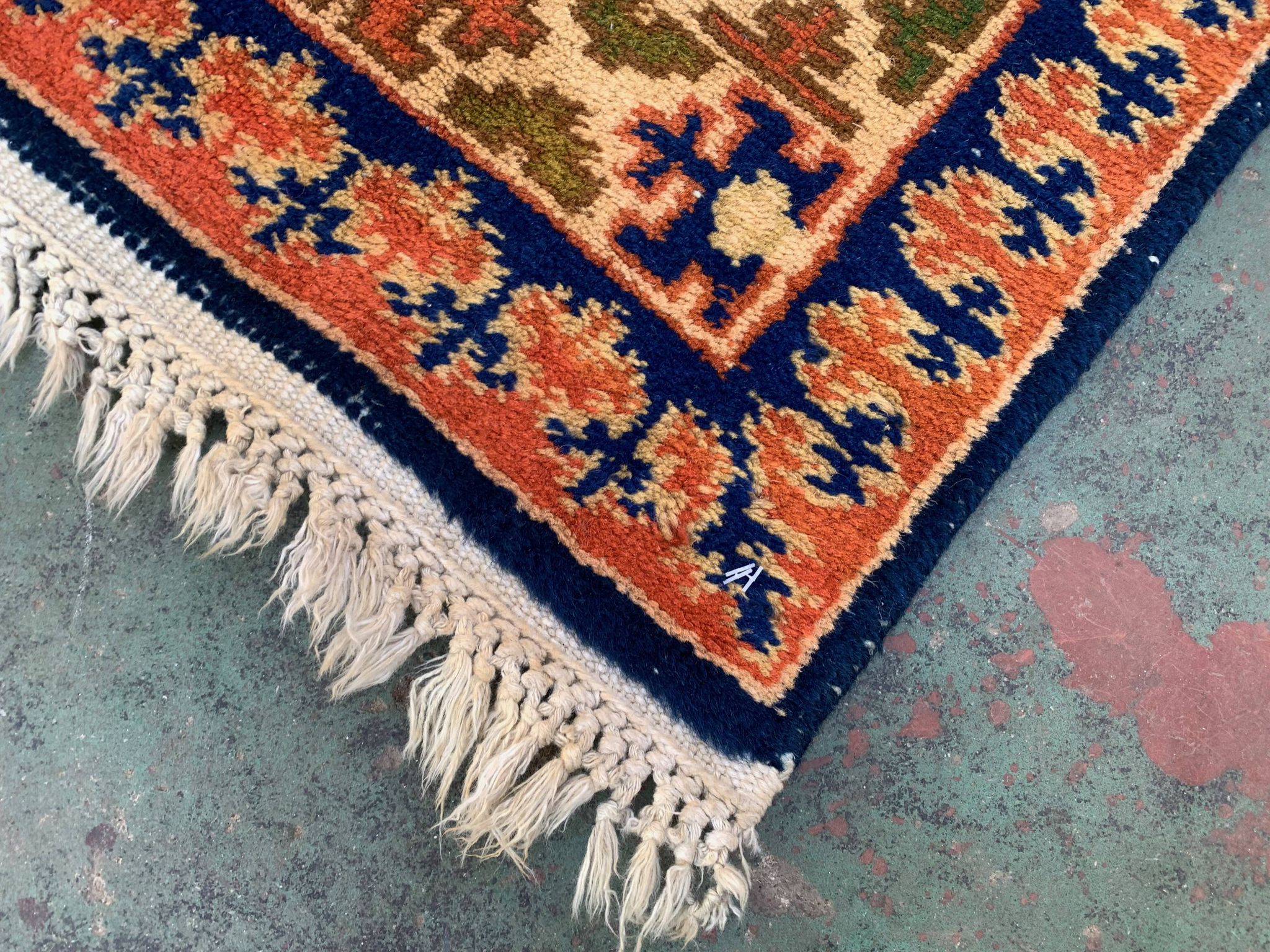 Vintage Kamseh Rug 190x137 cm, medium, Tribal oriental Carpet truly Shabby Chic