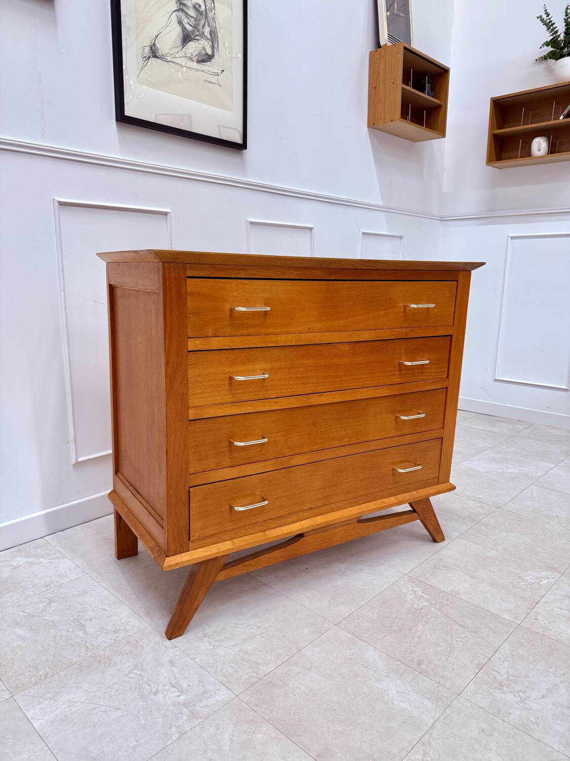 Vintage chest of drawers with tapered legs