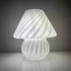 Vintage Murano Italy mushroom lamp with glossy white spiral decoration
