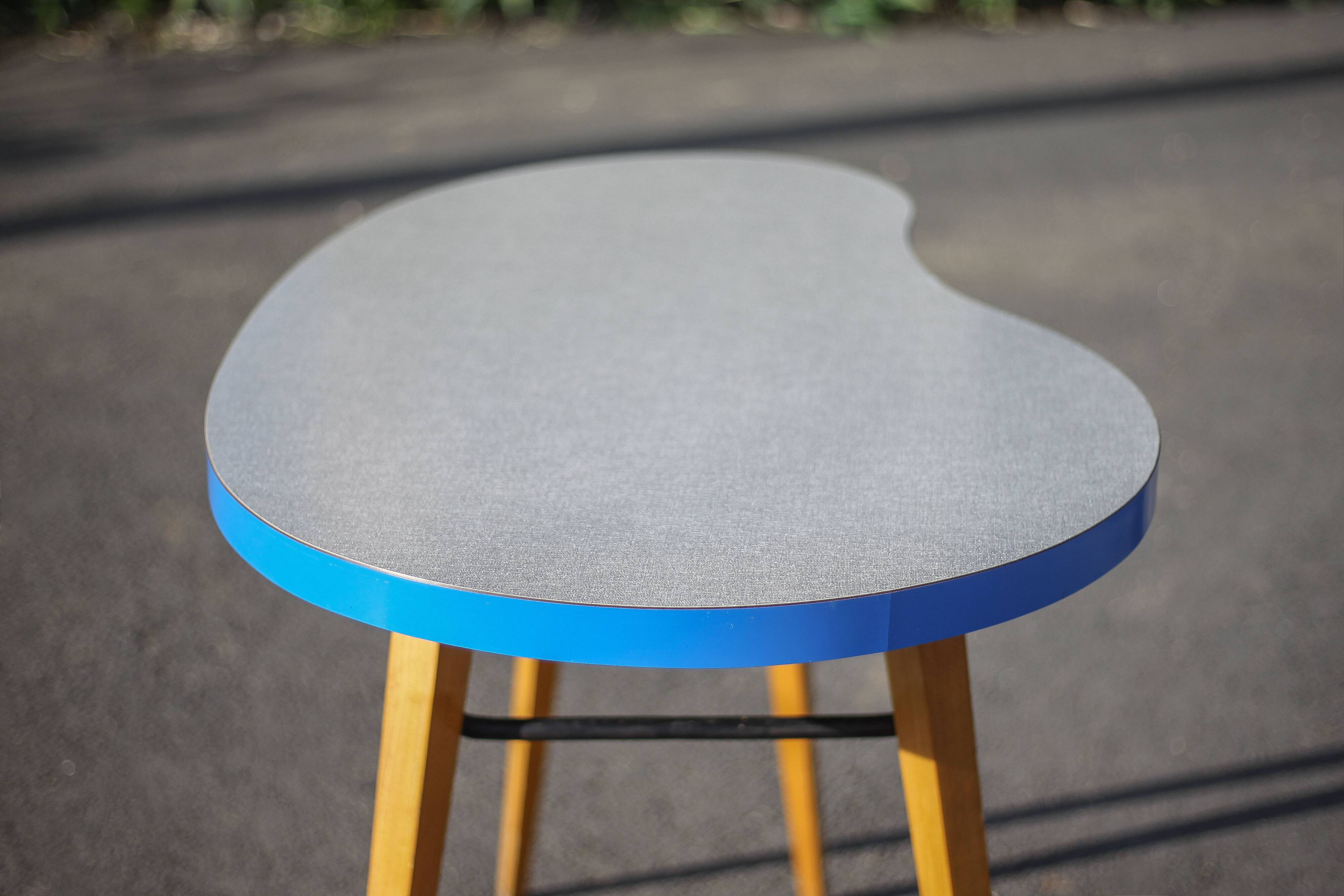 Formica bean table and compass feet, office table, side table, vintage table, 60's