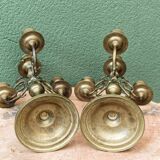 Paire de chandeliers en laiton, 4 feux