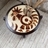 Round ceramic coffee table with “rooster” motif by Dan